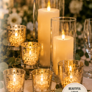 Hurricane candle holder + flameless candles